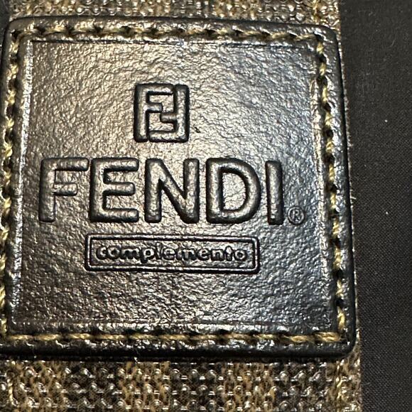 Fendi Complemento Cosmetics Bag Case Black Nylon Pequin Striped w/Comb & Mirror - Picture 8 of 12